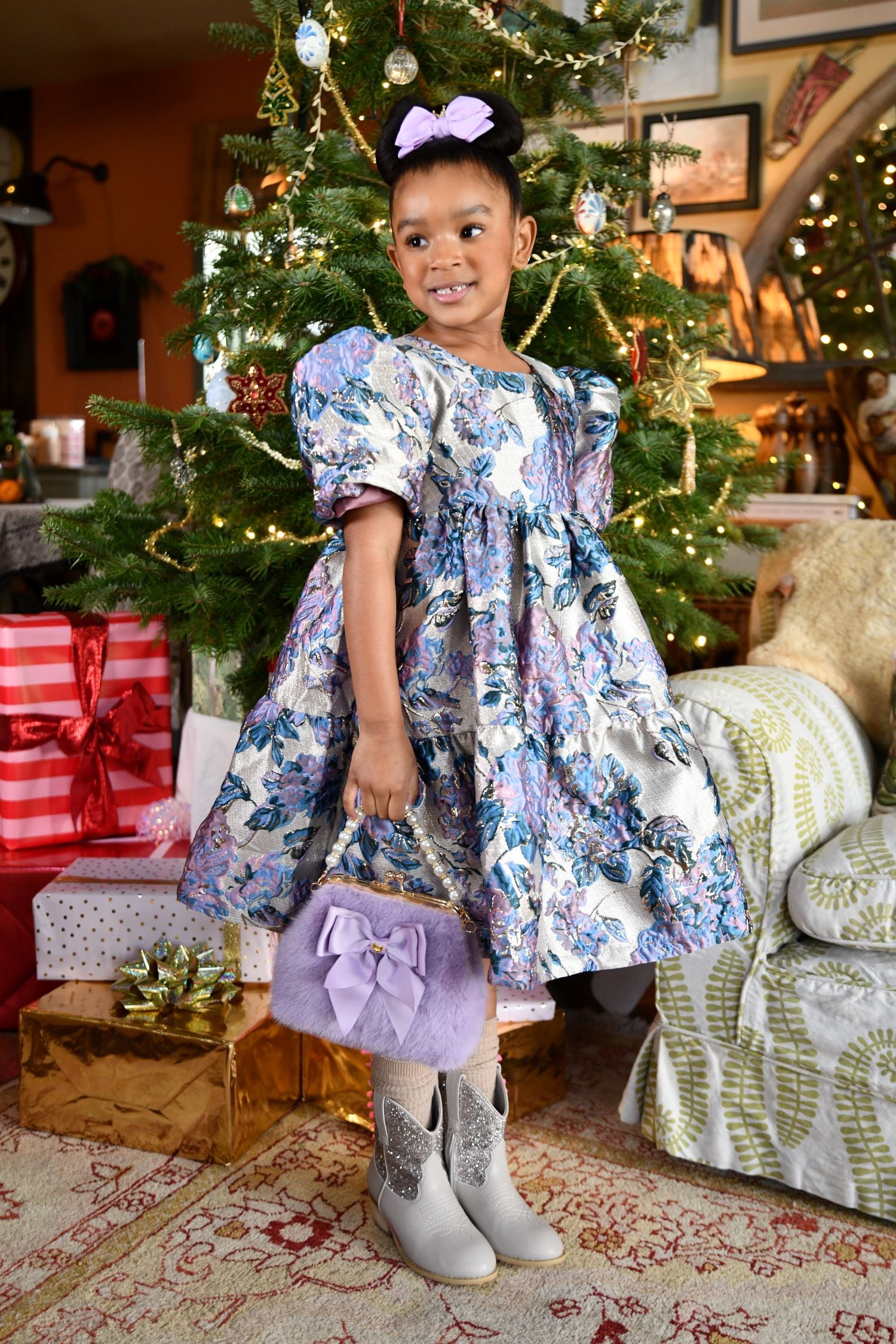 ANGELS FACE  JORDAN FLOWER SHORT SLEEVE PRINT TIERED DRESS