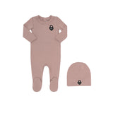 LITTLE PARNI 2PC HEART LOGO FOOTIE AND HAT SET