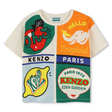 KENZO SHORT SLEEVE TEE WITH COLORBLOCK ARTWORK DETAIL