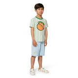 KENZO STRIPED SHORT SLEEVE TEE WITH FRUIT LOGO GRAPHIC