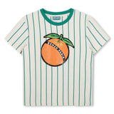 KENZO STRIPED SHORT SLEEVE TEE WITH FRUIT LOGO GRAPHIC