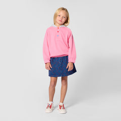 KENZO ALL OVER RED TOPSTITCH PUZZLE PIECE DENIM SKIRT