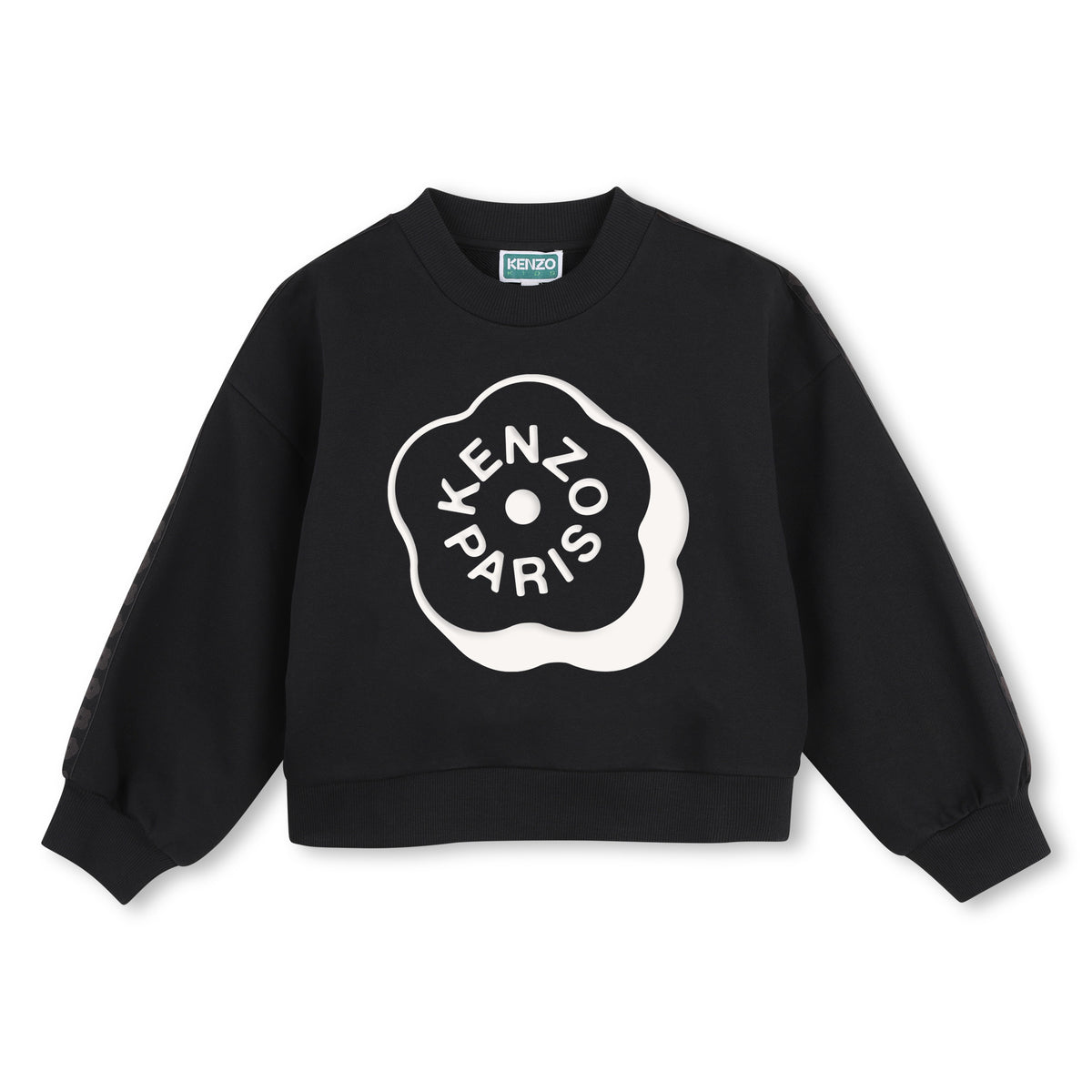 KENZO BALLOON SLEEVE AND BRANDED LOGO FLOWER SWEATSHIRT