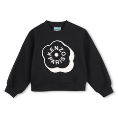 KENZO BALLOON SLEEVE AND BRANDED LOGO FLOWER SWEATSHIRT