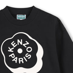 KENZO BALLOON SLEEVE AND BRANDED LOGO FLOWER SWEATSHIRT