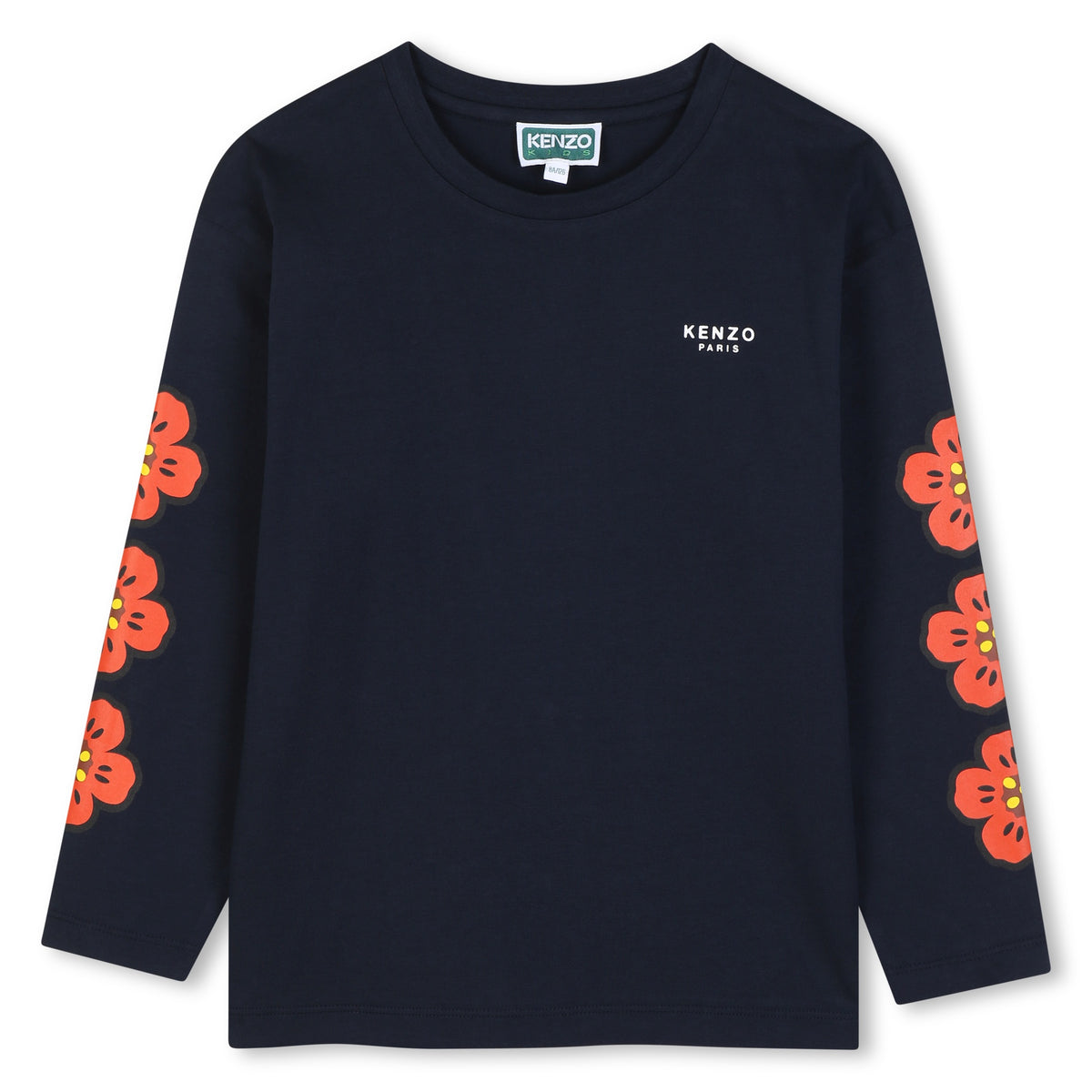 KENZO LONG SLEEVE BRANDED FLOWER PRINT ON FRONT AND ON SLEEVE TEE SHIRT