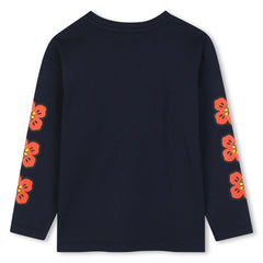 KENZO LONG SLEEVE BRANDED FLOWER PRINT ON FRONT AND ON SLEEVE TEE SHIRT