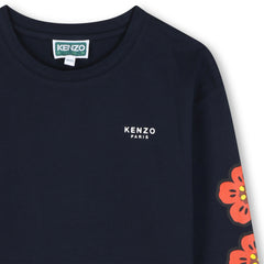 KENZO LONG SLEEVE BRANDED FLOWER PRINT ON FRONT AND ON SLEEVE TEE SHIRT