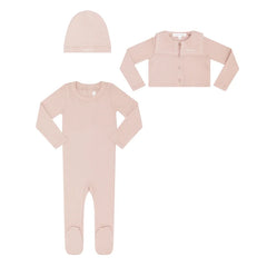 LITTLE PARNI 3PC FOOTIE, CARDIGAN WITH BEANIE SET