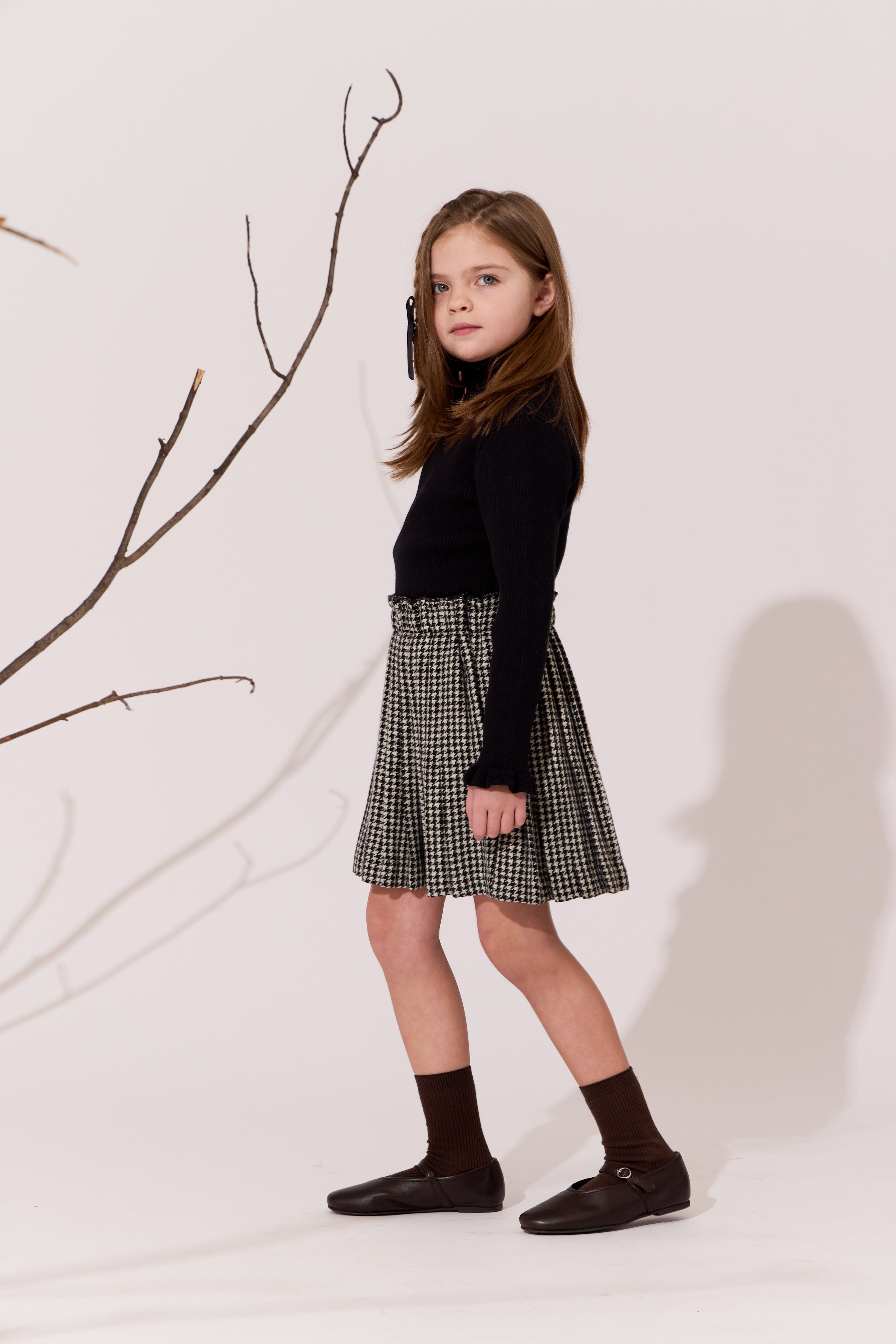 KLAI HOUNDSTOOTH PLEATED SKIRT