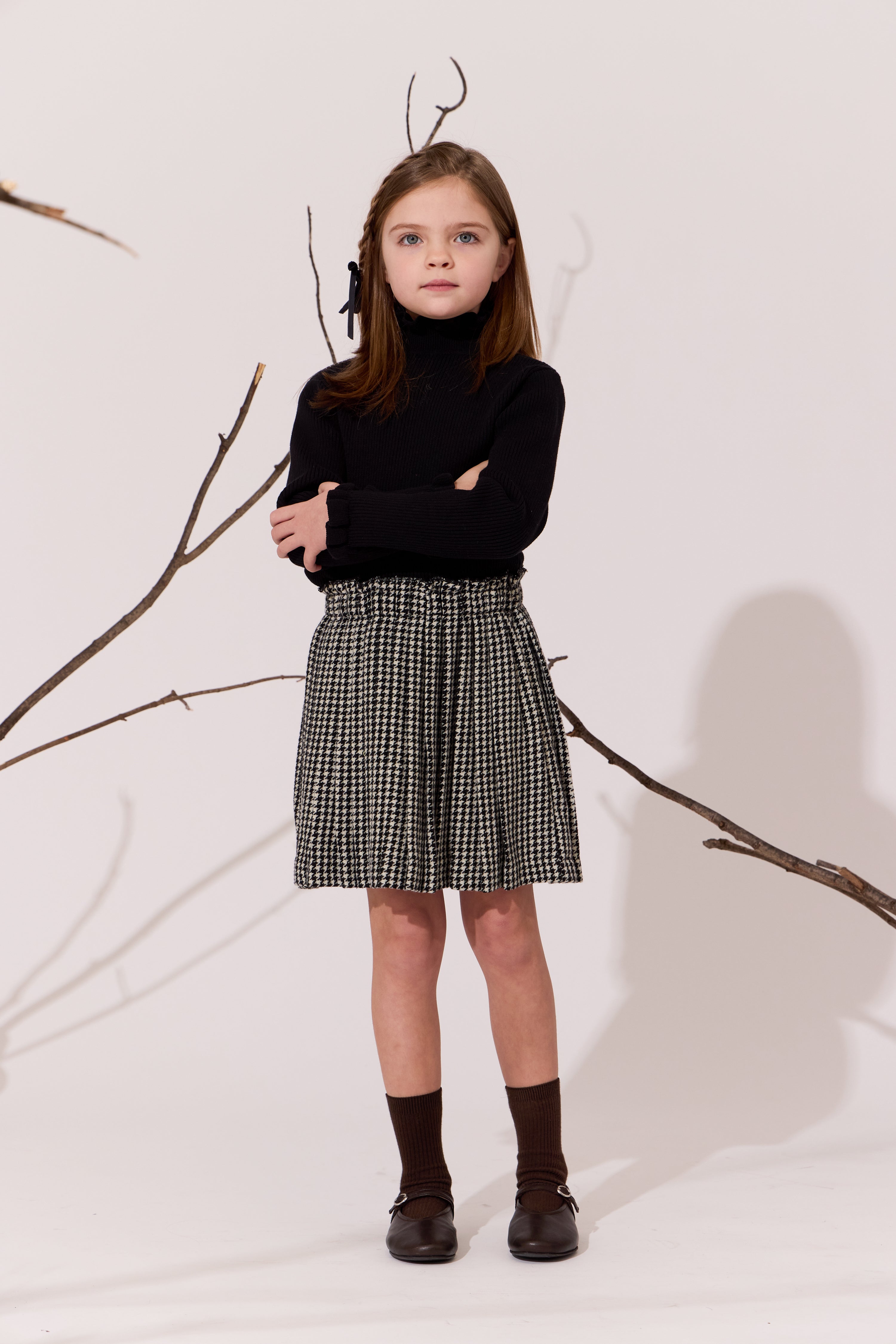 KLAI HOUNDSTOOTH PLEATED SKIRT