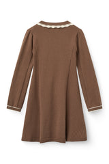 COPENHAGEN COLORS L/S KNIT PEPLUM DRESS
