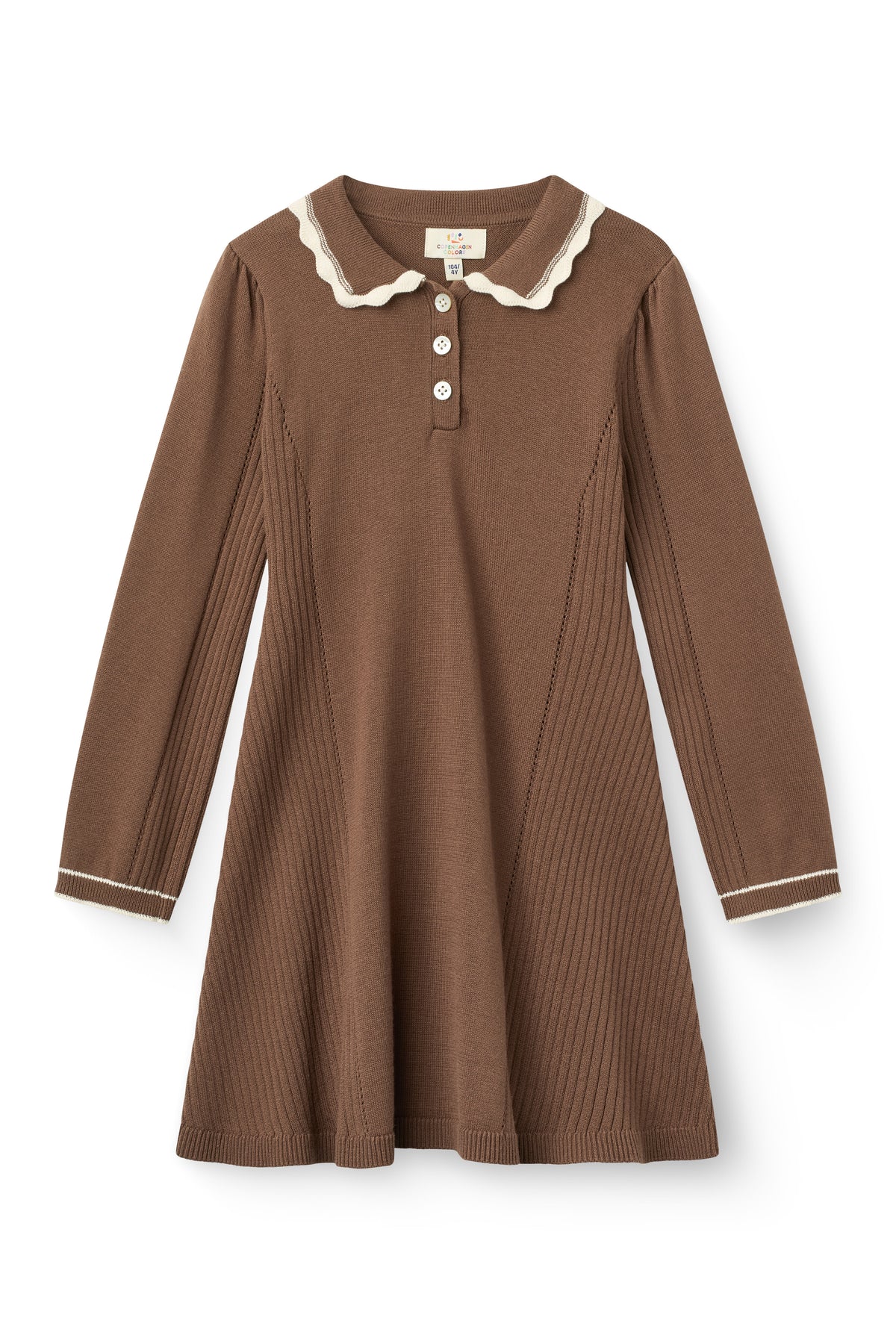 COPENHAGEN COLORS L/S KNIT PEPLUM DRESS