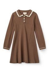 COPENHAGEN COLORS L/S KNIT PEPLUM DRESS