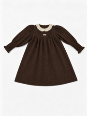 MADELEINE COLLETTE KNIT COLLAR SMOCKING DETAIL DRESS