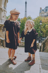 MADELEINE COLLETTE KNIT COLLAR SMOCKING DETAIL DRESS