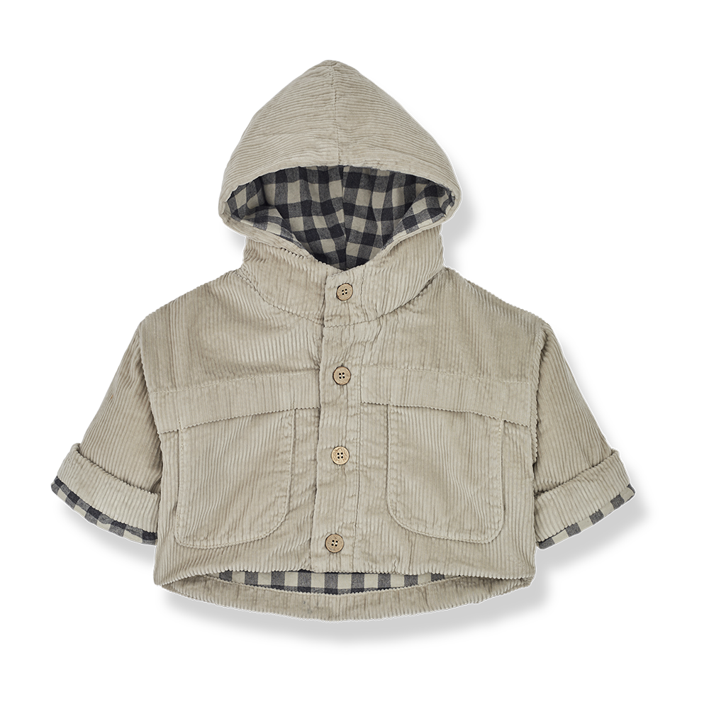 1+IN THE FAMILY KURT CORDUROY COAT WITH PLAID PRINT INSIDE
