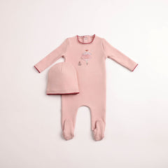 BEE & DEE 2PC KIDS IN SKETCH FOOTIE WITH BEANIE SET