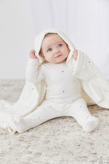 KIPP BABY 3PC HEART FOOTIE + BONNET + BLANKET SET
