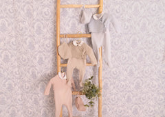 MINILABEL 2PC METALLIC EMBROIDERED FOOTIE + HAT SET