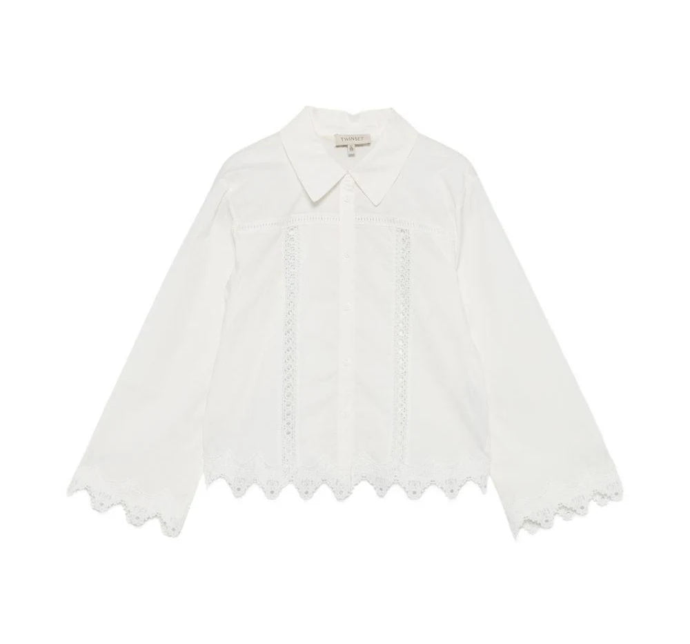 TWINSET 2PC LACE TRIM BLOUSE WITH SKIRT SET