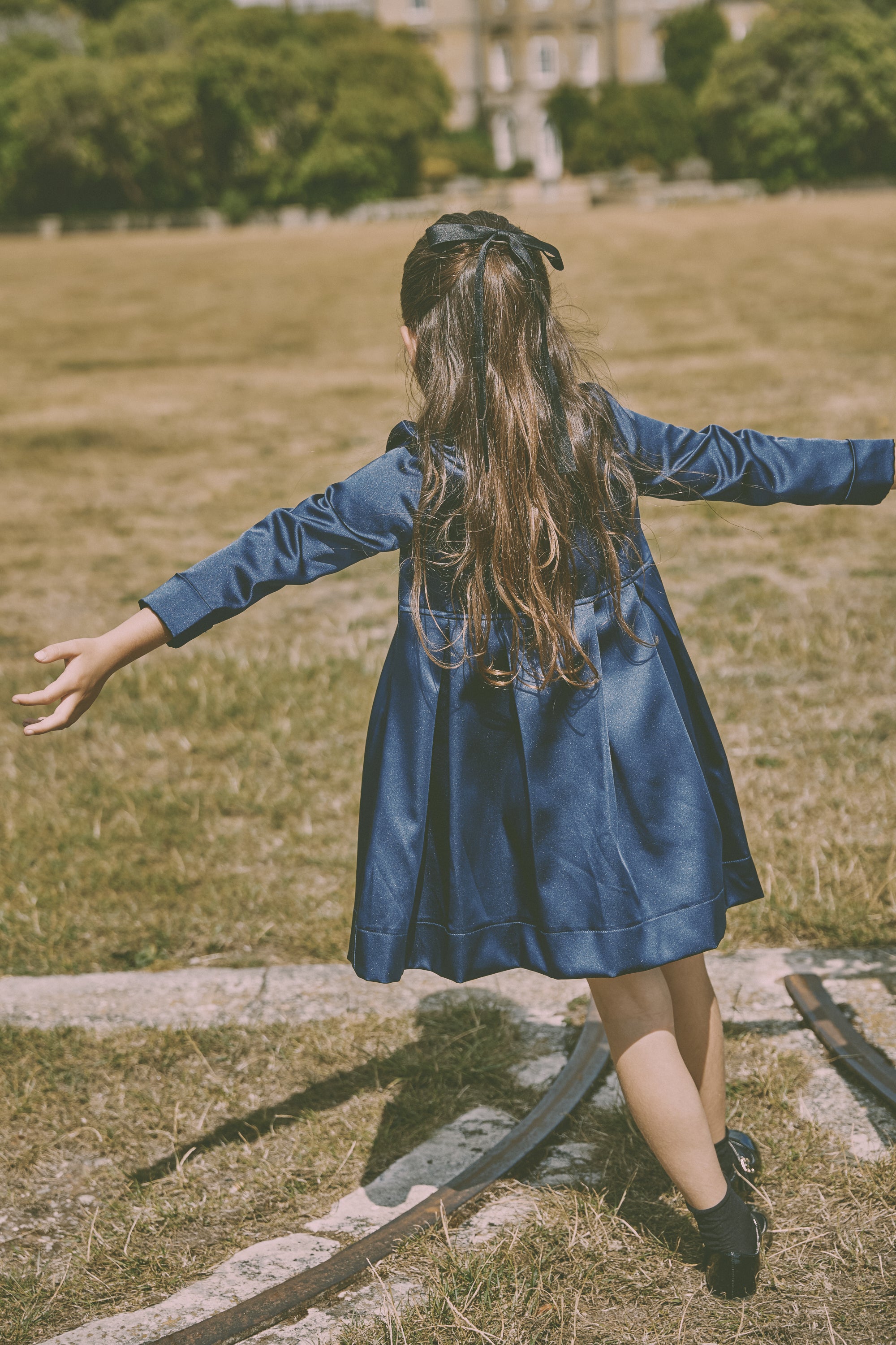JOUET PETER PAN COLLAR WITH COLORED BUTTONS TAFFETA DRESS