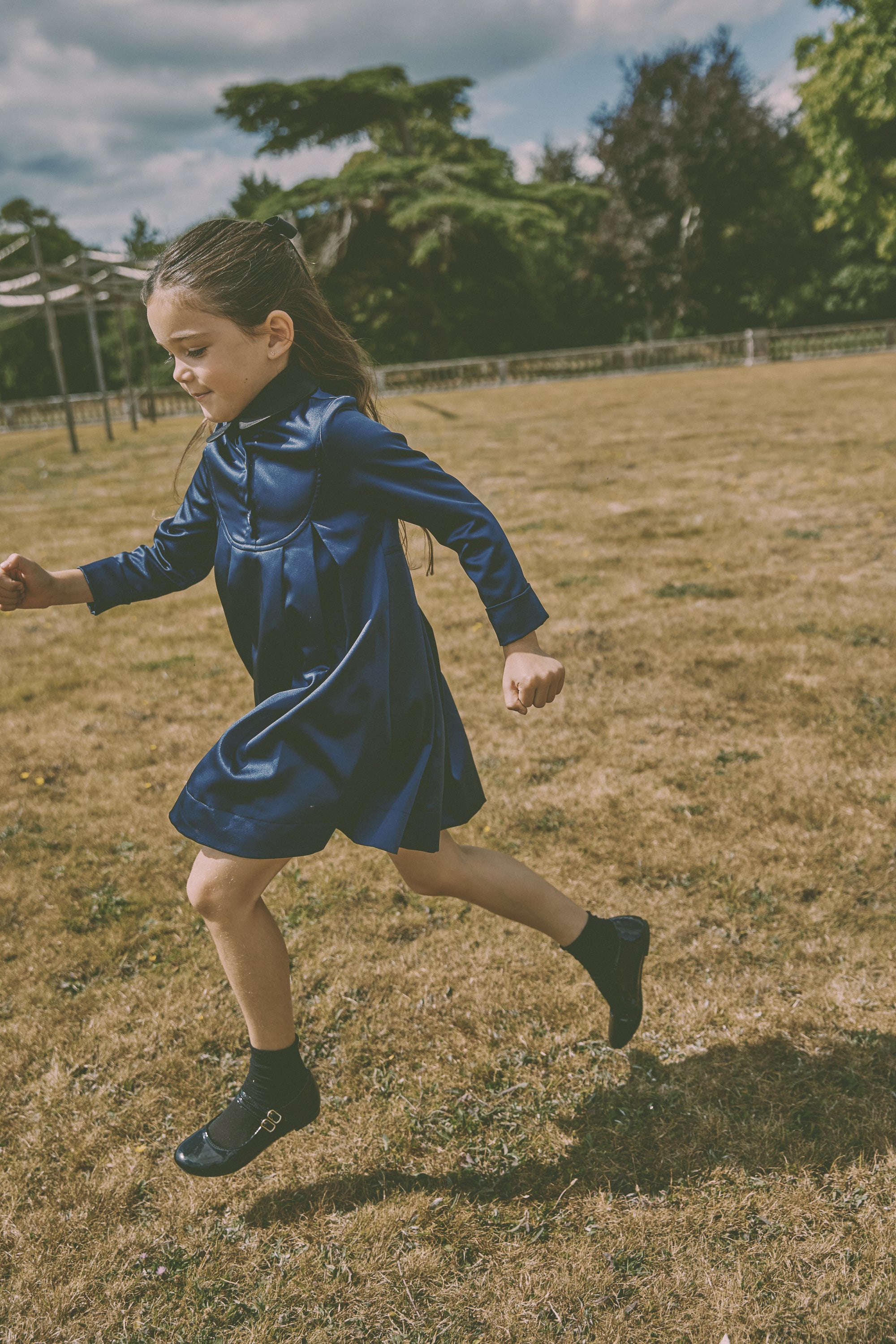 JOUET PETER PAN COLLAR WITH COLORED BUTTONS TAFFETA DRESS