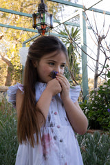 JOUET RUFFLE SLEEVE SMOCKED BODICE FLORAL DRESS