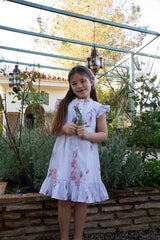 JOUET RUFFLE SLEEVE SMOCKED BODICE FLORAL DRESS