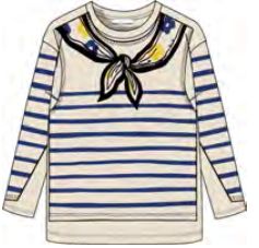 MARC JACOBS LONG SLEEVE STRIPED SAILOR GRAPHIC TEE