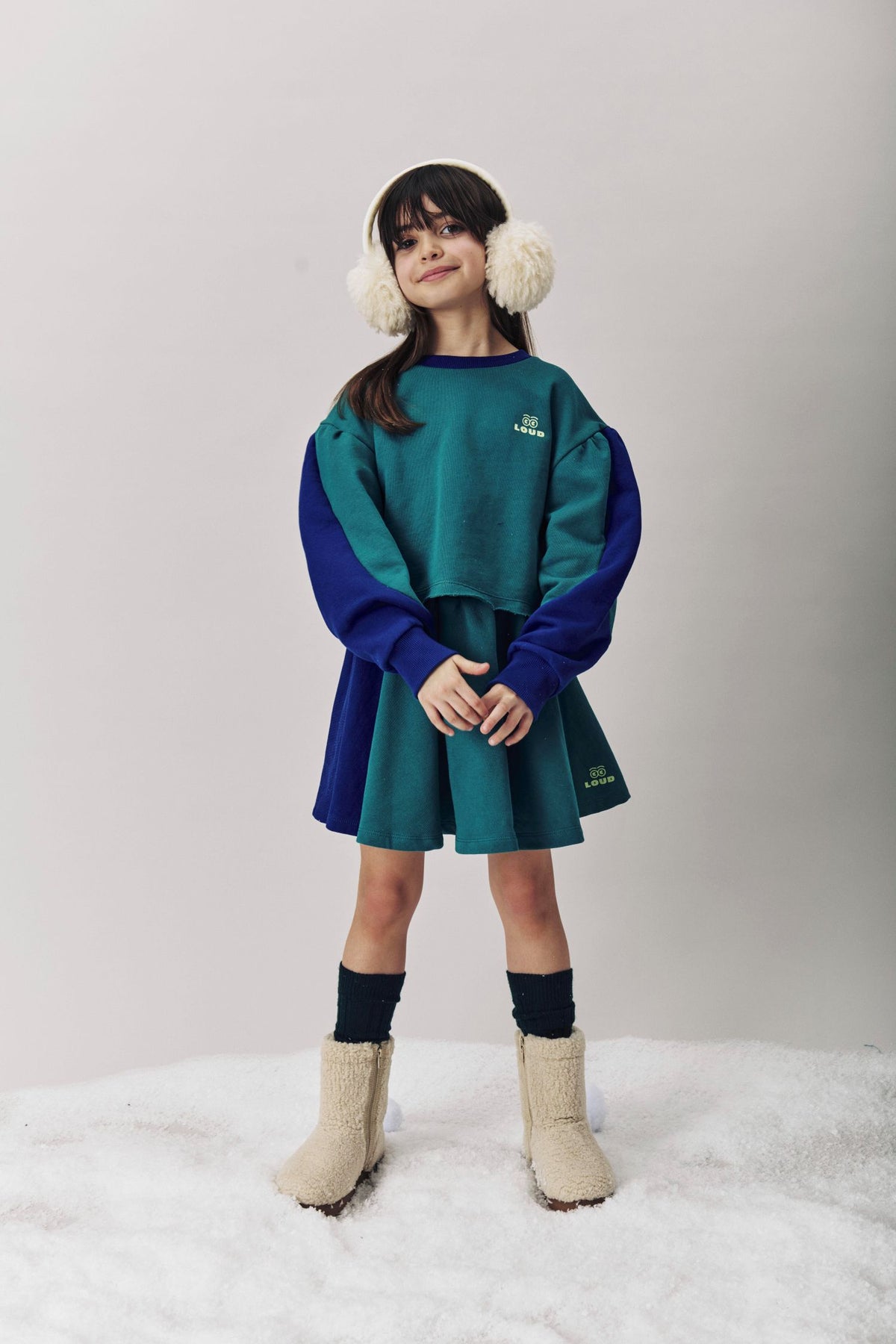 LOUD APPAREL 2PC "SPA" LOGO COLORBLOCK SWEATER WITH "RELAX" SKIRT