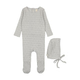 LILETTE 2PC LINEAR PRINTED FOOTIE AND BONNET SET