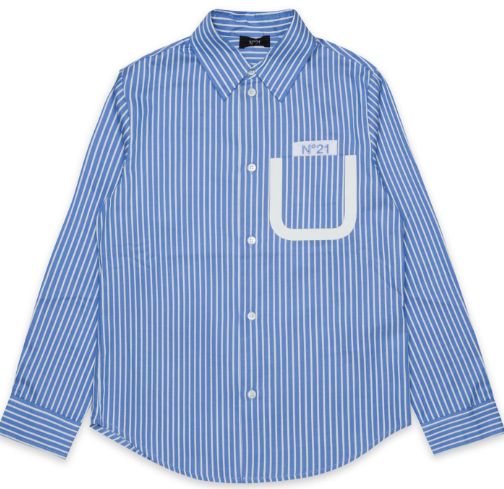 N.21 LONG SLEEVE STRIPED BUTTON UP SHIRT WITH POCKET LOGO