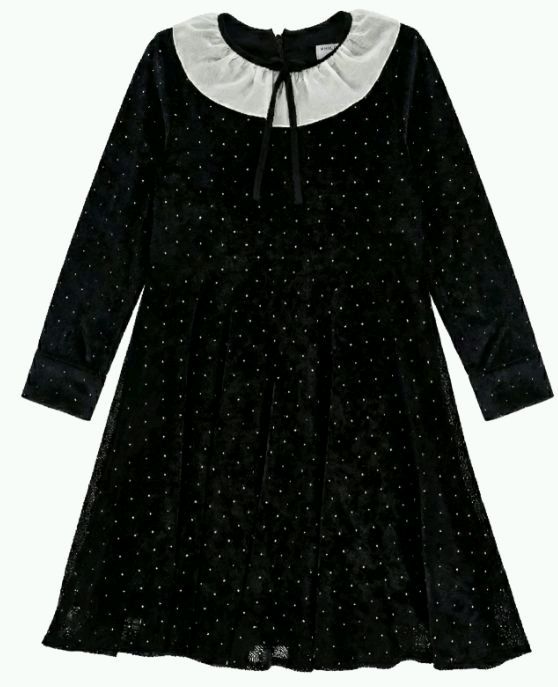 PHILOSOPHY LONG SLEEVE COLLAR VELVET STRAUSS ALLOVER DRESS