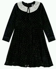 PHILOSOPHY LONG SLEEVE COLLAR VELVET STRAUSS ALLOVER DRESS