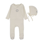 LILETTE 2PC VELOUR CREST EMBLEM FOOTIE SET