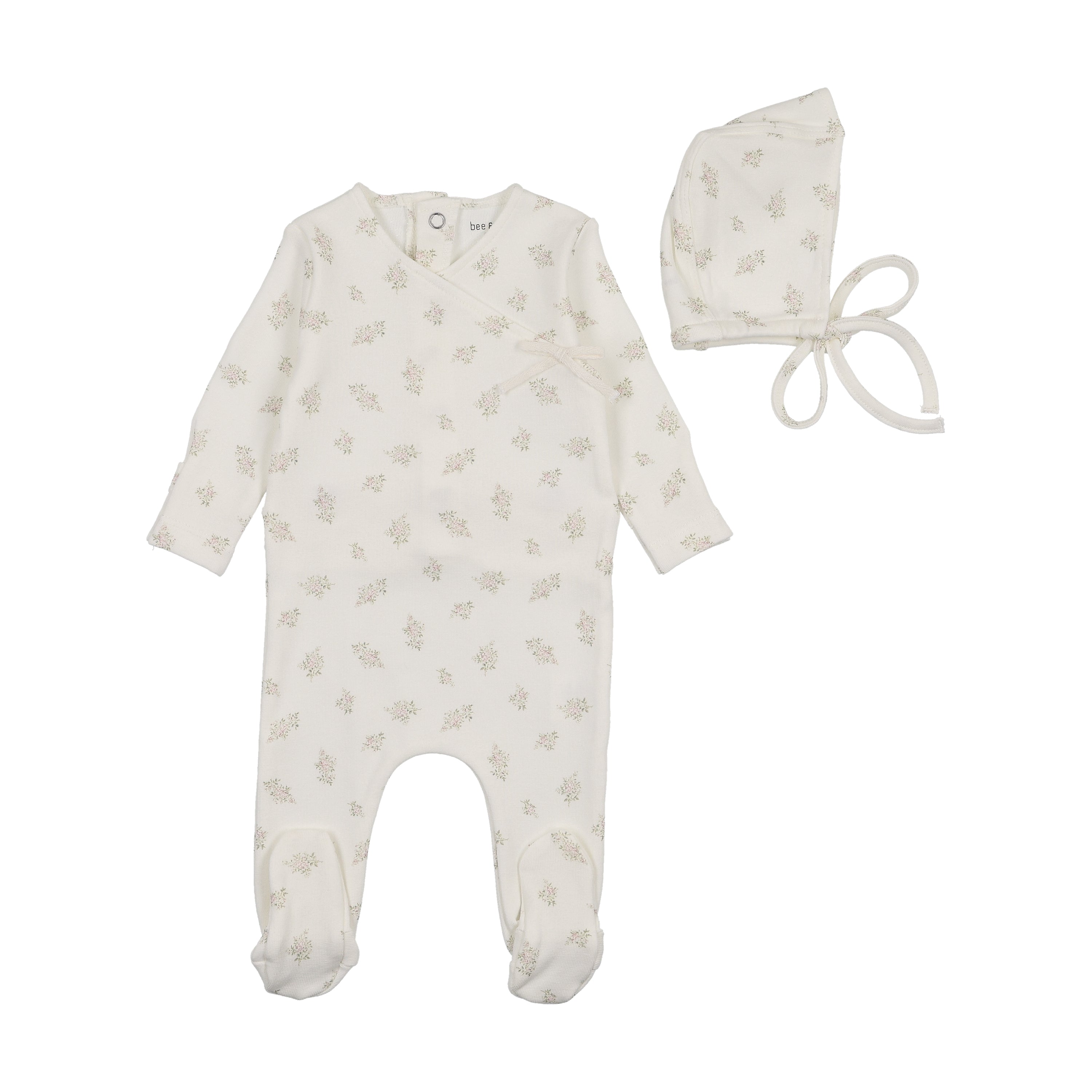 BEE & DEE 3PC LITTLE BUNDLES FOOTIE, BONNET WITH BLANKET SET