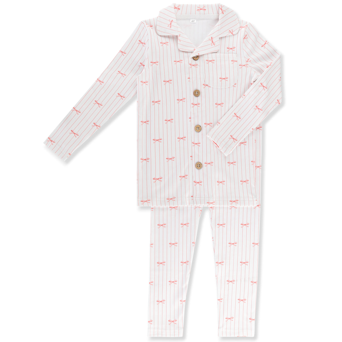 LITTLE LABEL 2PC BOW PRINT GRANDPA PAJAMA
