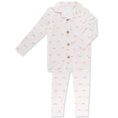 LITTLE LABEL 2PC BOW PRINT GRANDPA PAJAMA