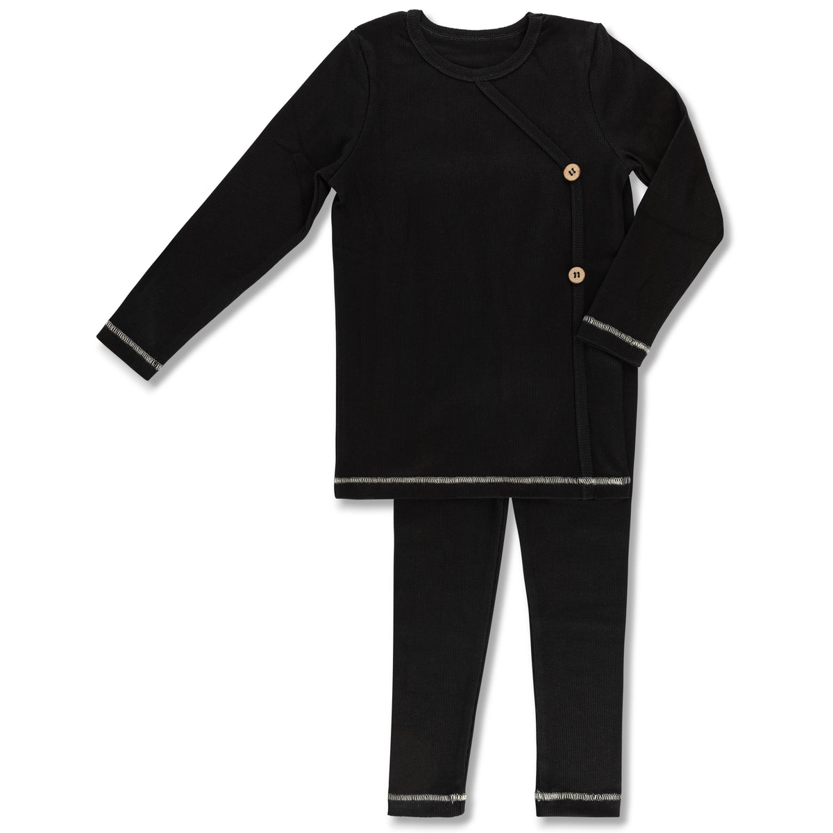 LITTLE LABEL 2PC WEEKEND WRAP BUTTON PAJAMAS
