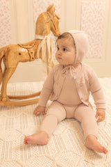BEE & DEE 3PC LITTLE LOOM SLVLS FOOTIE CARDIGAN WITH BONNET SET