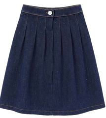 PHILOSOPHY DENIM PLEAT ALLOVER MULTI STONE SKIRT