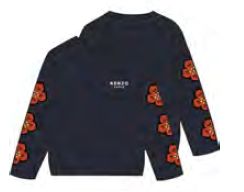 KENZO LONG SLEEVE BRANDED FLOWER PRINT ON FRONT AND ON SLEEVE TEE SHIRT