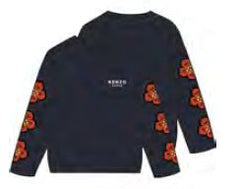 KENZO LONG SLEEVE BRANDED FLOWER PRINT ON FRONT AND ON SLEEVE TEE SHIRT
