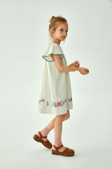 CERA UNA VOLTA CARLA EMBROIDERED ZIG ZAG TRIM TOP WITH FLOWER PRINT BOTTOM DRESS