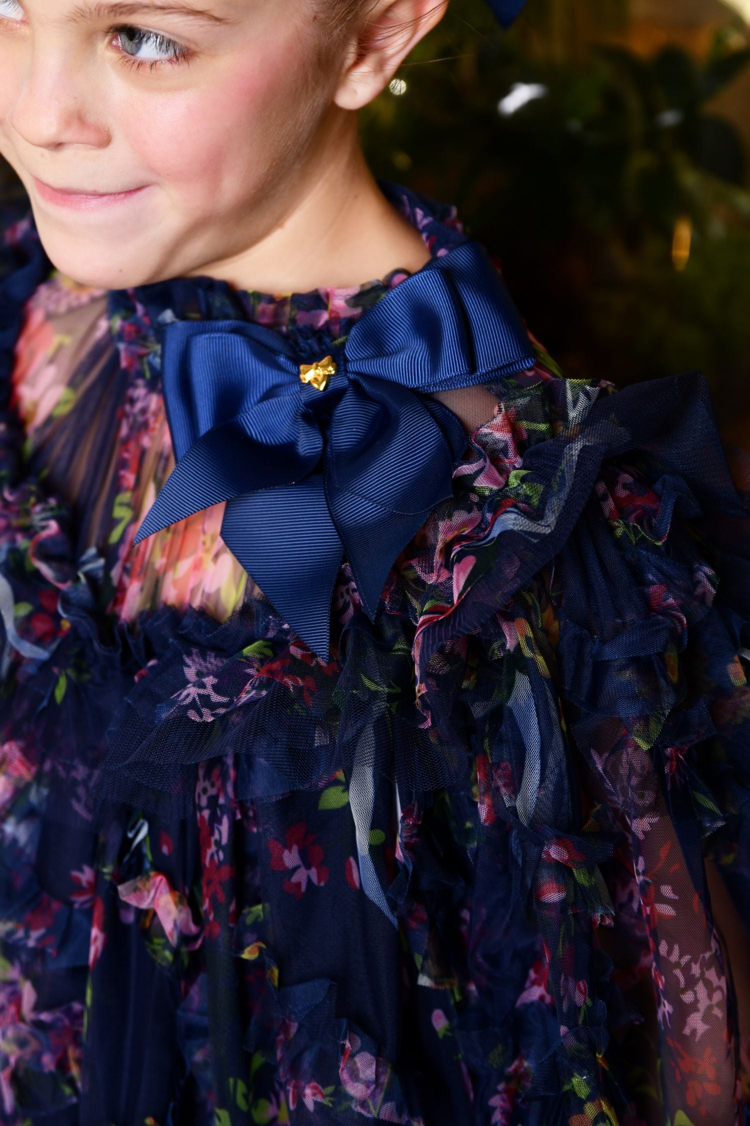 ANGELS FACE LUELLA FLORAL AND RUFFLE DETAIL TULLE DRESS