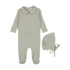 MEMA KNITS 2PC POINTELLE FOOTIE WITH BEANIE SET