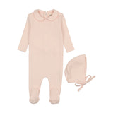 MEMA KNITS 2PC POINTELLE FOOTIE WITH BEANIE SET