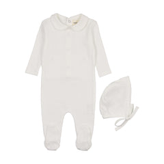 MEMA KNITS 2PC POINTELLE FOOTIE WITH BEANIE SET