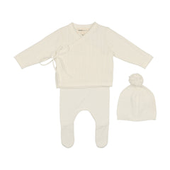 MEMA KNITS 4PC POINTELLE SET, BONNET AND BLANKET